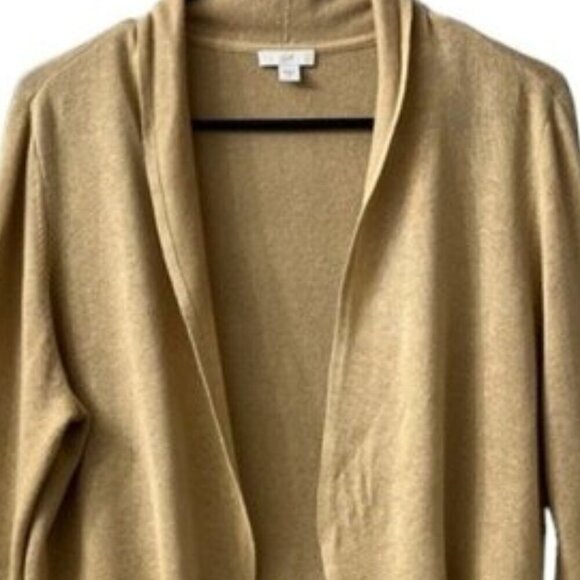 NWOT J. Jill Women's Beige Open Front Long Cardigan Linen Blend Small - Picture 2 of 10